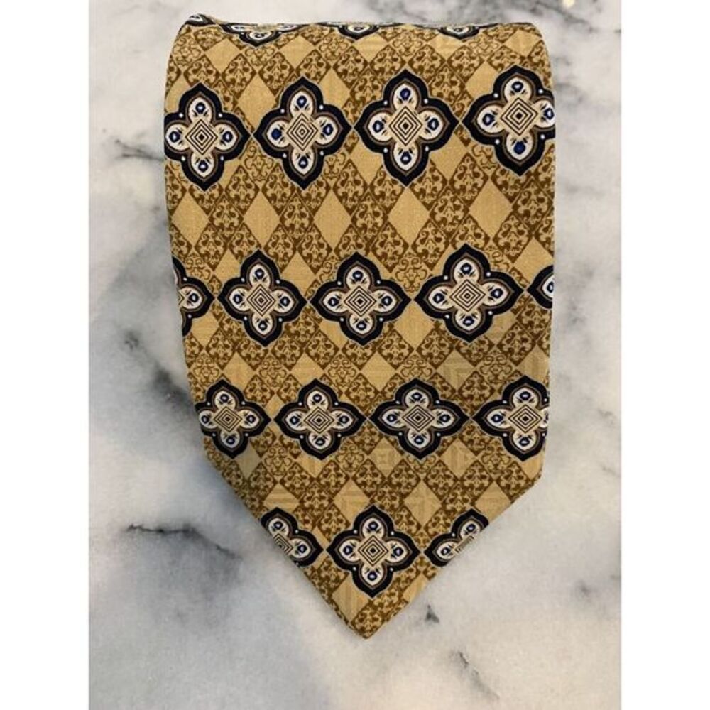 Tom James 100% Silk Geometric Brocade Tie Made in USA